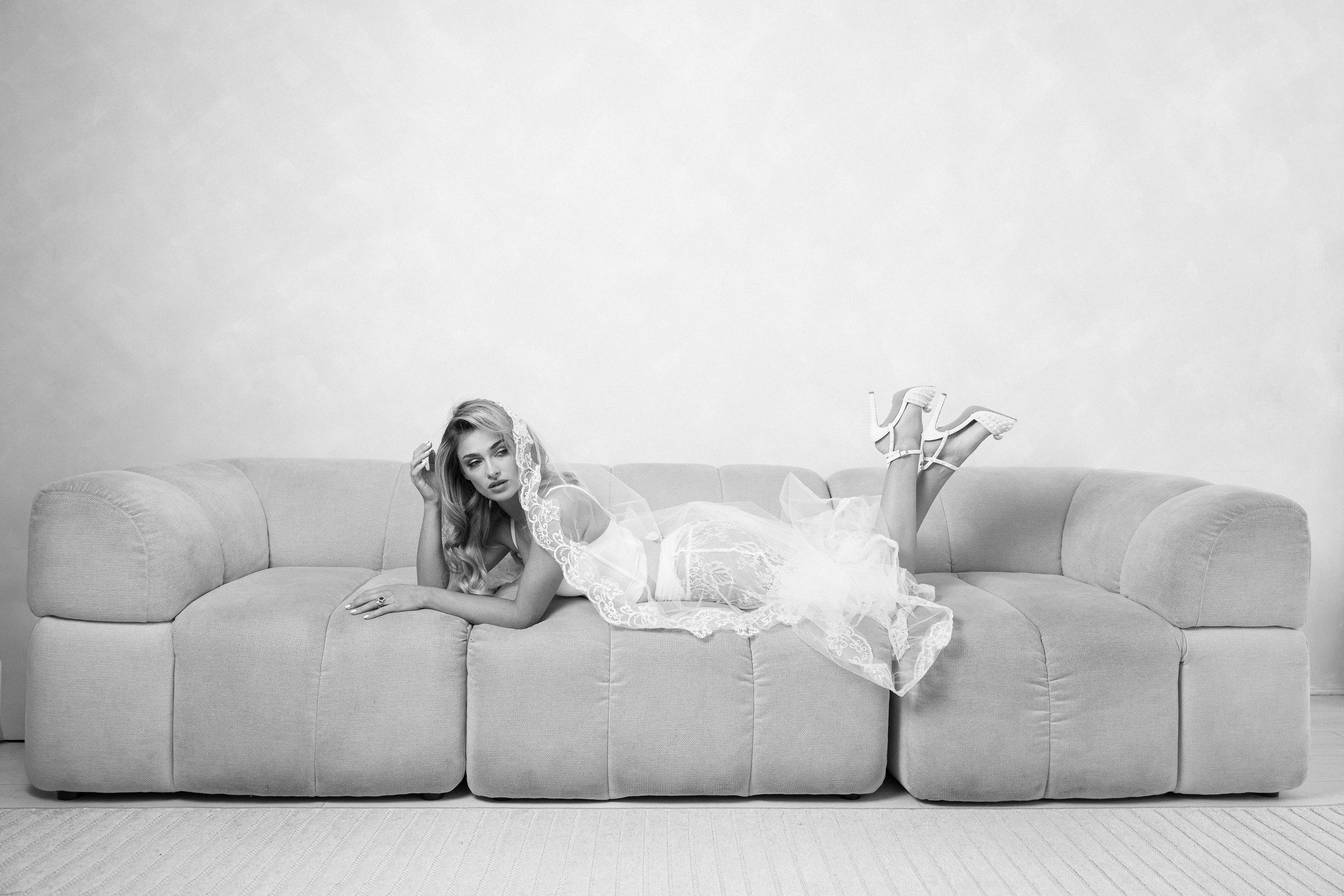 Editorial bride on sofa